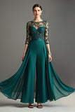 Navy Round Neck Mother Of The Bride Jumpsuit With Streamer