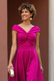 Fuchsia Off The Shoulder A Line Mother Of The Bride Dress