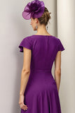 Burgundy A Line Floral Mother Of The Bride Dress