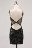 Sparkly Sequins Dark Green Bodycon Backless Corset Homecoming Dress