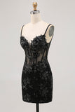 Sparkly Sequins Dark Green Bodycon Backless Corset Homecoming Dress