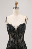Sparkly Sequins Dark Green Bodycon Backless Corset Homecoming Dress