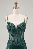 Black Bodycon Backless Sheer Corset Short Homecoming Dress with Sequins