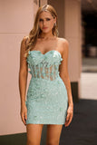 Sage Sweetheart Corset Appliqued Short Homecoming Dress