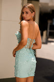 Sage Sweetheart Corset Appliqued Short Homecoming Dress