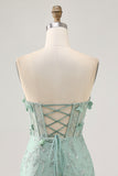 Sage Sweetheart Corset Appliqued Short Homecoming Dress