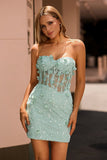 Sage Sweetheart Corset Appliqued Short Homecoming Dress