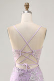 Lilac Corset Sequins Tight Short Homecoming Dress