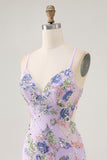 Pink Bodycon Short Floral Homecoming Dress with Sequins