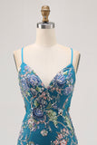Pink Bodycon Short Floral Homecoming Dress with Sequins