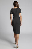 Beaded Champagne Ruched Midi Work Dress
