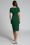 Beaded Champagne Ruched Midi Work Dress