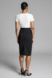 Black Asymmetrical Ruched Work Dress With Slit