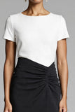Black Asymmetrical Ruched Work Dress With Slit