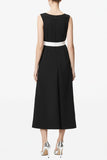 Black Sheath Boat Neck Long Work Dress