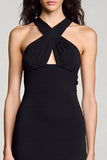 Sheath Halter Cut Out Black Long Formal Dress