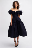 Black Off The Shoulder A Line Ruched Long Formal Dress