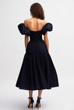 Black Off The Shoulder A Line Ruched Long Formal Dress