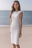 Sparkly Ivory Sequin Bodycon Short Engagement Dress