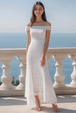 Ivory Lace Off the Shoulder Long Engagement Dress
