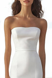 Ivory Strapless Stain High-Low Engagement Dress with Ruffles