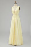 Ivory Ruched Chiffon Deep V-Neck Maxi Beach Engagement Dress