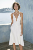 Ivory A Line Spaghetti Straps Engagement Dress