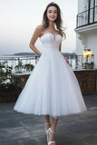 Ivory A Line Strapless Corset Tulle Engagement Dress