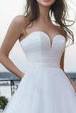 Ivory A Line Strapless Corset Tulle Engagement Dress