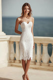 Ivory Strapless Lace Sweetheart Engagement Dress