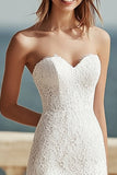Ivory Strapless Lace Sweetheart Engagement Dress