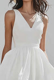 Ivory A Line V-Neck Engagement Dress