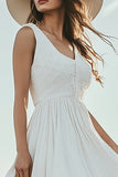 Ivory A Line V-Neck Ruffled Engagement Dress with Lace