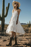 Ivory A Line Spaghetti Straps Tiered Engagement Dress