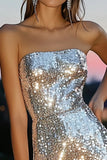 Sparkly Silver Short Bodycon Cocktail Dress