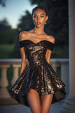A-Line Short Black Homecoming Dress