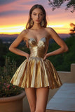 Sparkly Short A-Line Gold Cocktail Dress