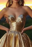 Sparkly Short A-Line Gold Cocktail Dress
