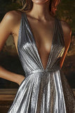 Silver Grey Knee-Length A-Line Cocktail Dress