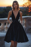 A-Line Short Black Cocktail Dress