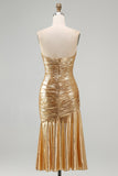 High-Low Bodycon Gold Cocktail Dress