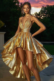 High-Low A-Line Gold Cocktail Dress