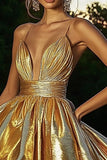 High-Low A-Line Gold Cocktail Dress