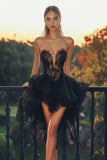 Strapless A-Line Black Cocktail Dress