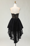 Strapless A-Line Black Cocktail Dress