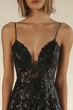 Black Spaghetti Straps Bodycon Homecoming Dress