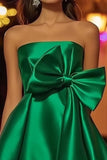 Green Short A-Line Homecoming Dress with Bow