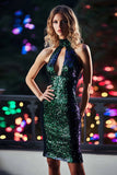 Dark Green Short Bodycon Cocktail Dress