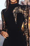 Black Bodycorn High Neck Lace Short Cocktail Dress