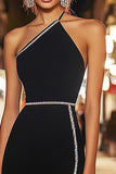 Black One Shoulder Bodycorn Short Cocktail Dress with Beading
